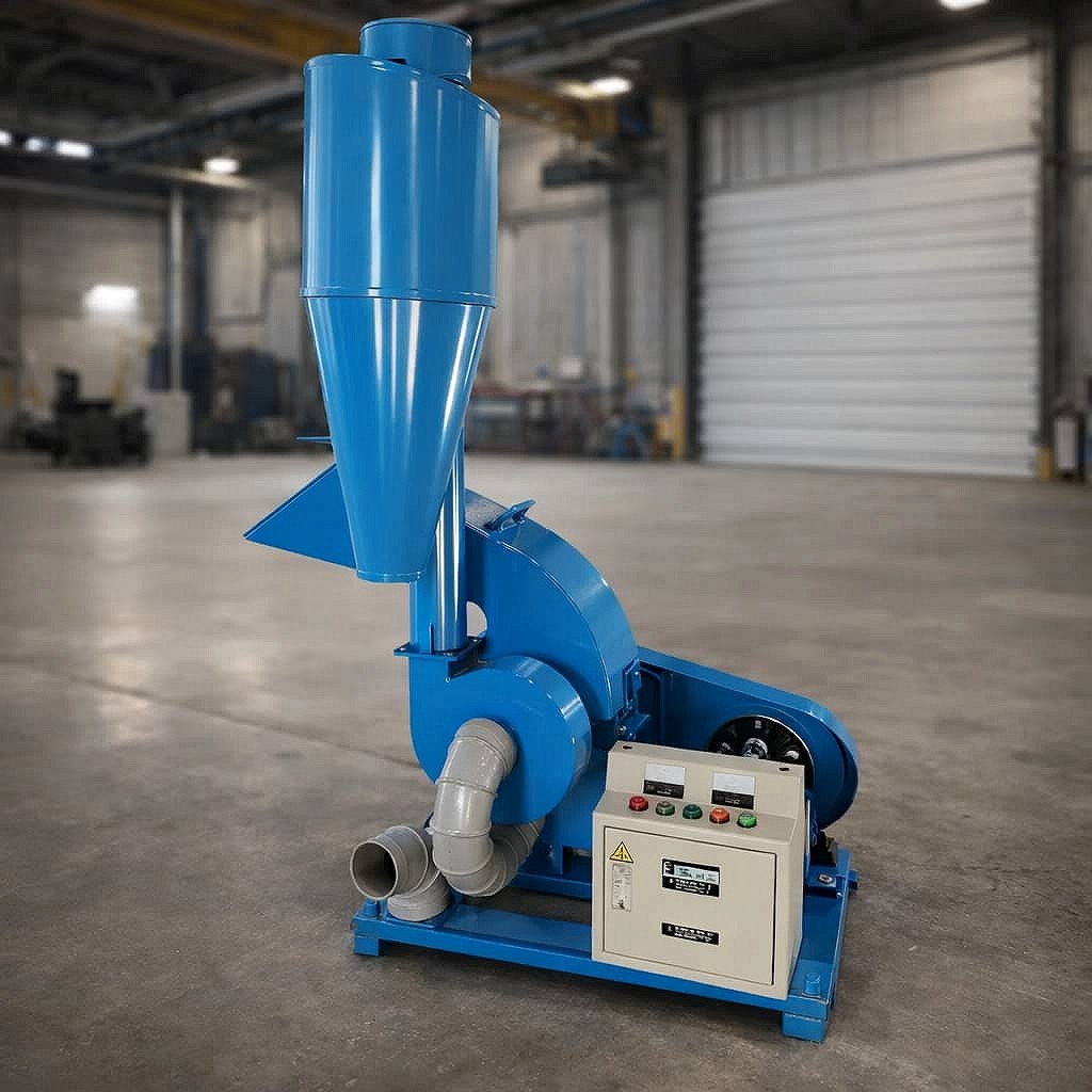 Image du produit associé Broyeur a marteaux electrique pour biomasse jusqu'a 700 kg par heure - MKH420C-C - PHA+TW91bGluIMOgIGJpb21hc3NlIMOpbGVjdHJpcXVlIMOgIG1hcnRlbGxldHMgPHN0cm9uZz5NS0g0MjBDLUM8L3N0cm9uZz4gYXZlYyBtb3RldXIgZGUgPHN0cm9uZz4xMSBrVzwvc3Ryb25nPiBldCBjYXBhY2l0w6kgZGUganVzcXXigJnDoCA8c3Ryb25nPjcwMCBrZy9oPC9zdHJvbmc+LCBjb27Dp3UgcG91ciBicm95ZXIgYmlvbWFzc2Ugc8OoY2hlIGVuIHBhcnRpY3VsZXMgZmluZXMgYXZlYyBleHRyYWN0aW9uIGNlbnRyaWZ1Z2UgZXQgc3lzdMOobWUgY3ljbG9uaXF1ZS4mbmJzcDs8L3A+
