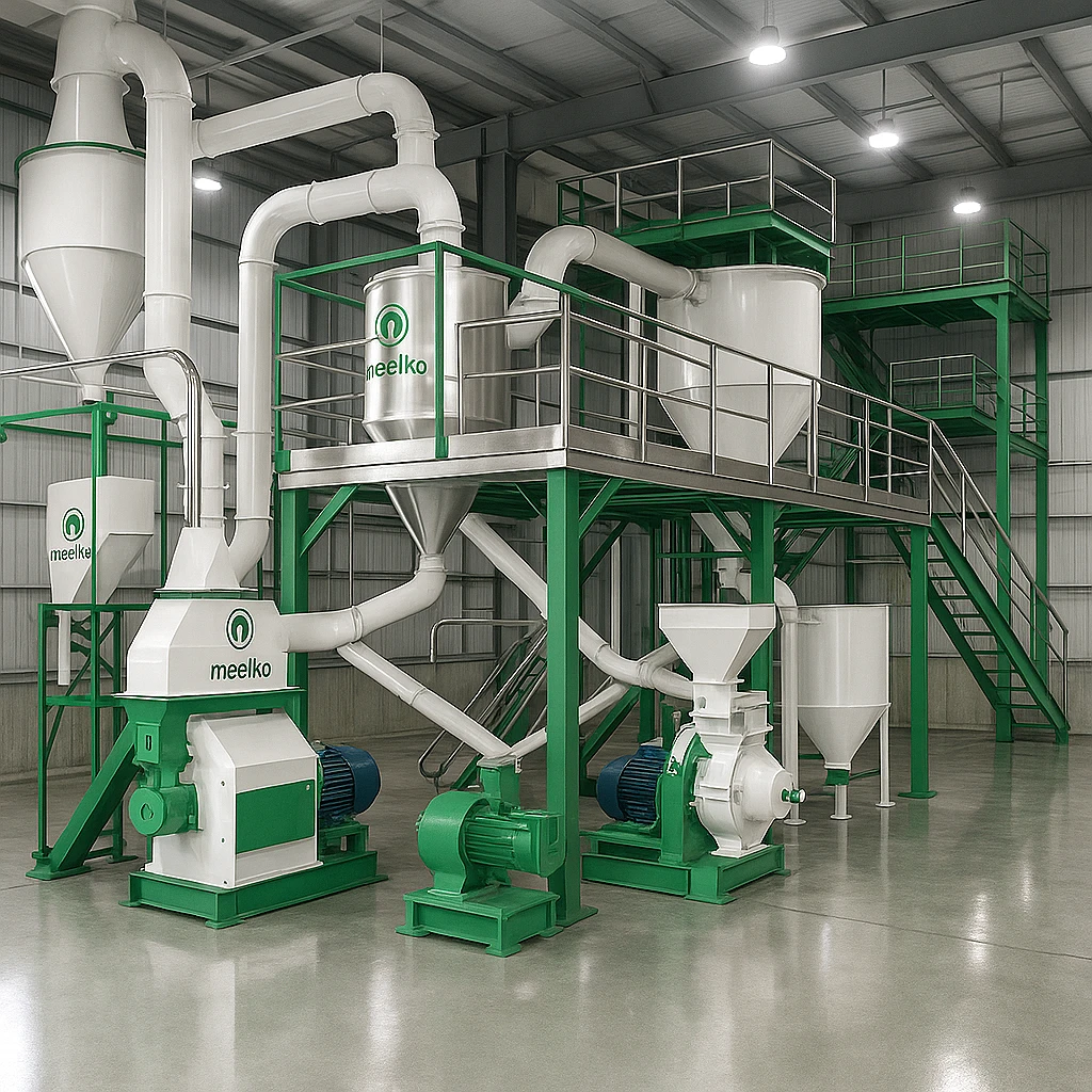 Image du produit associé Usine de Granules 2000 kg/h - Production industrielle avec double ligne de presses a matrice annulaire MKRD420C-W - TCd1c2luZSBkZSBncmFudWxlcyBNZWVsa28gMjAwMCBrZy9oIGludGVncmUgZGV1eCBwcmVzc2VzIGEgbWF0cmljZSBhbm51bGFpcmUgTUtSRDQyMEMtVyBwb3VyIHVuZSBwcm9kdWN0aW9uIGluZHVzdHJpZWxsZSBjb250aW51ZSBldCBmaWFibGUuIElkZWFsZSBwb3VyIGJpb21hc3NlLCBhbGltZW50cyBjb21wb3NlcyBldCBtYXRlcmlhdXggZGl2ZXJzIG5lY2Vzc2l0YW50IGhhdXRlIGNhcGFjaXRlLCBlZmZpY2FjaXRlIGVuZXJnZXRpcXVlIGV0IHF1YWxpdGUgdW5pZm9ybWUgZGVzIGdyYW51bGVzIHByb2R1aXRzLg==